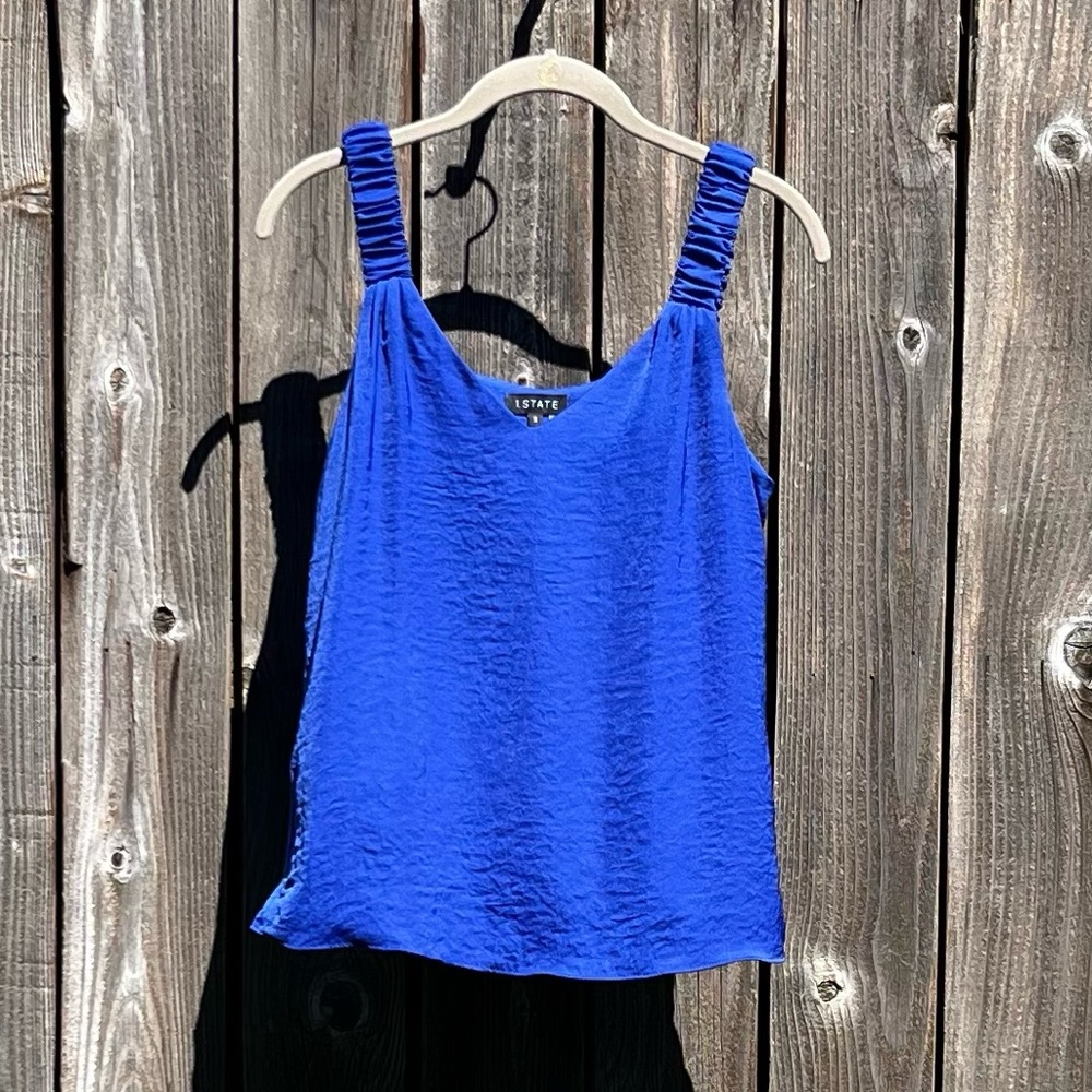 1.State royal blue tank blouse top size small